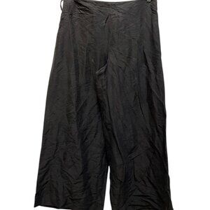 Eileen Fisher black silk cropped barrel leg pants S